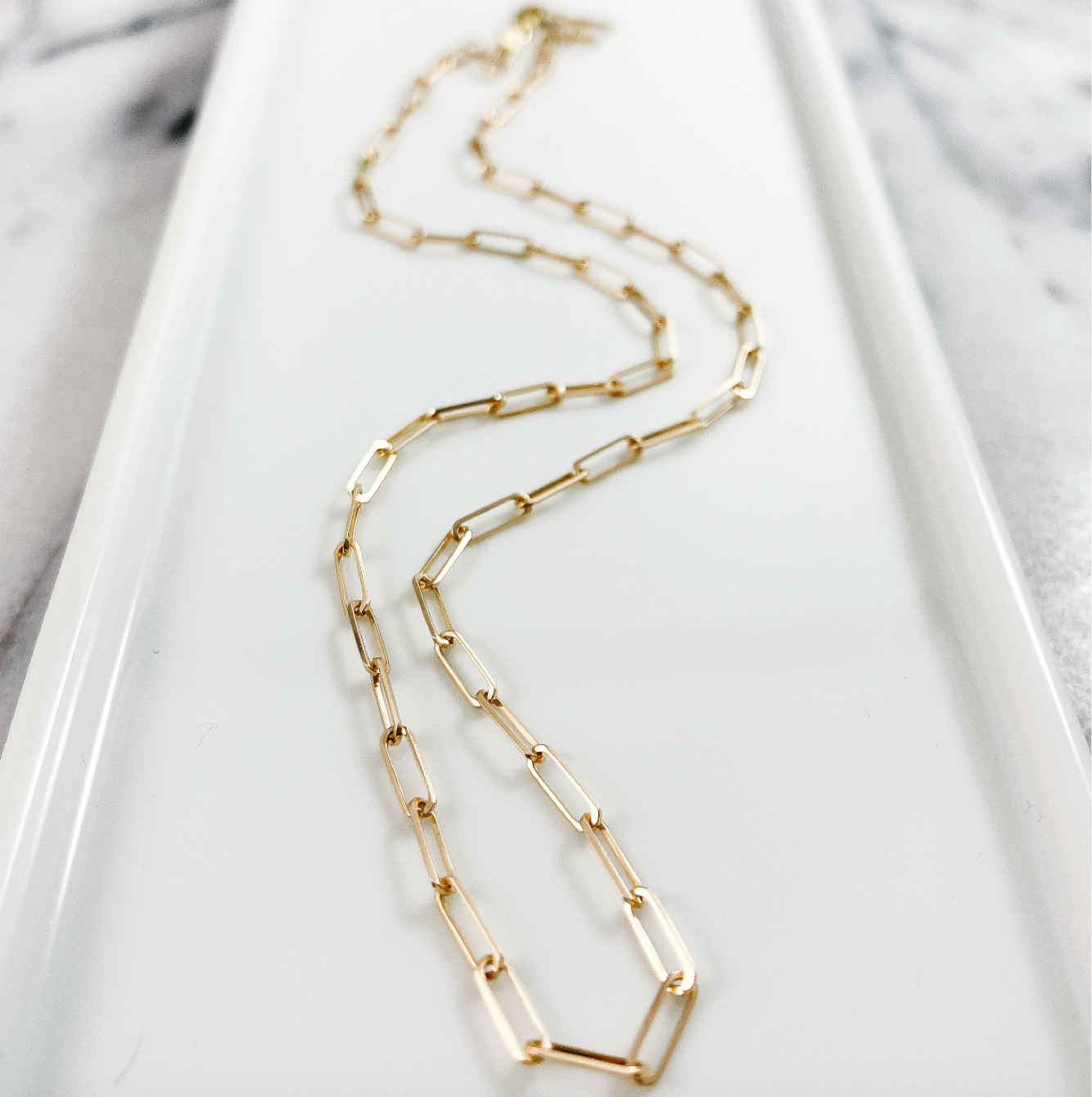 Baby Paperclip Chain in 14K Gold