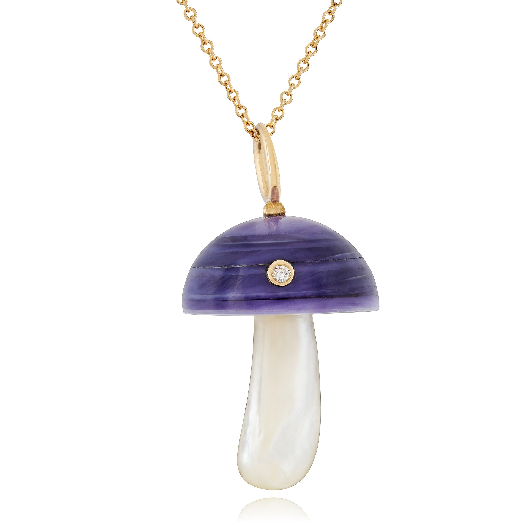 Purple Clam Shell Mushroom with Diamond