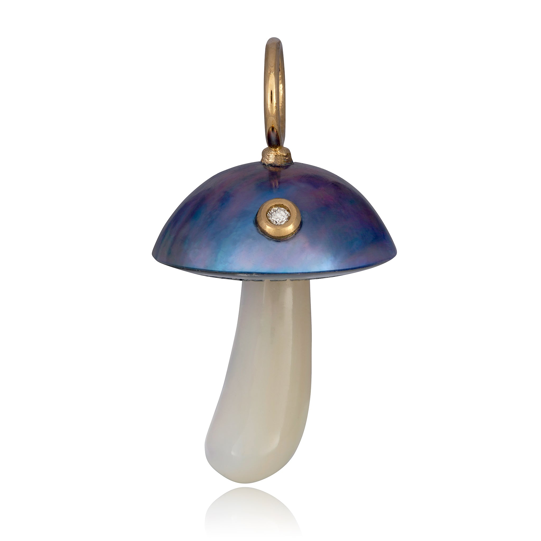 Blue Mabe Pearl Mushroom with Diamond