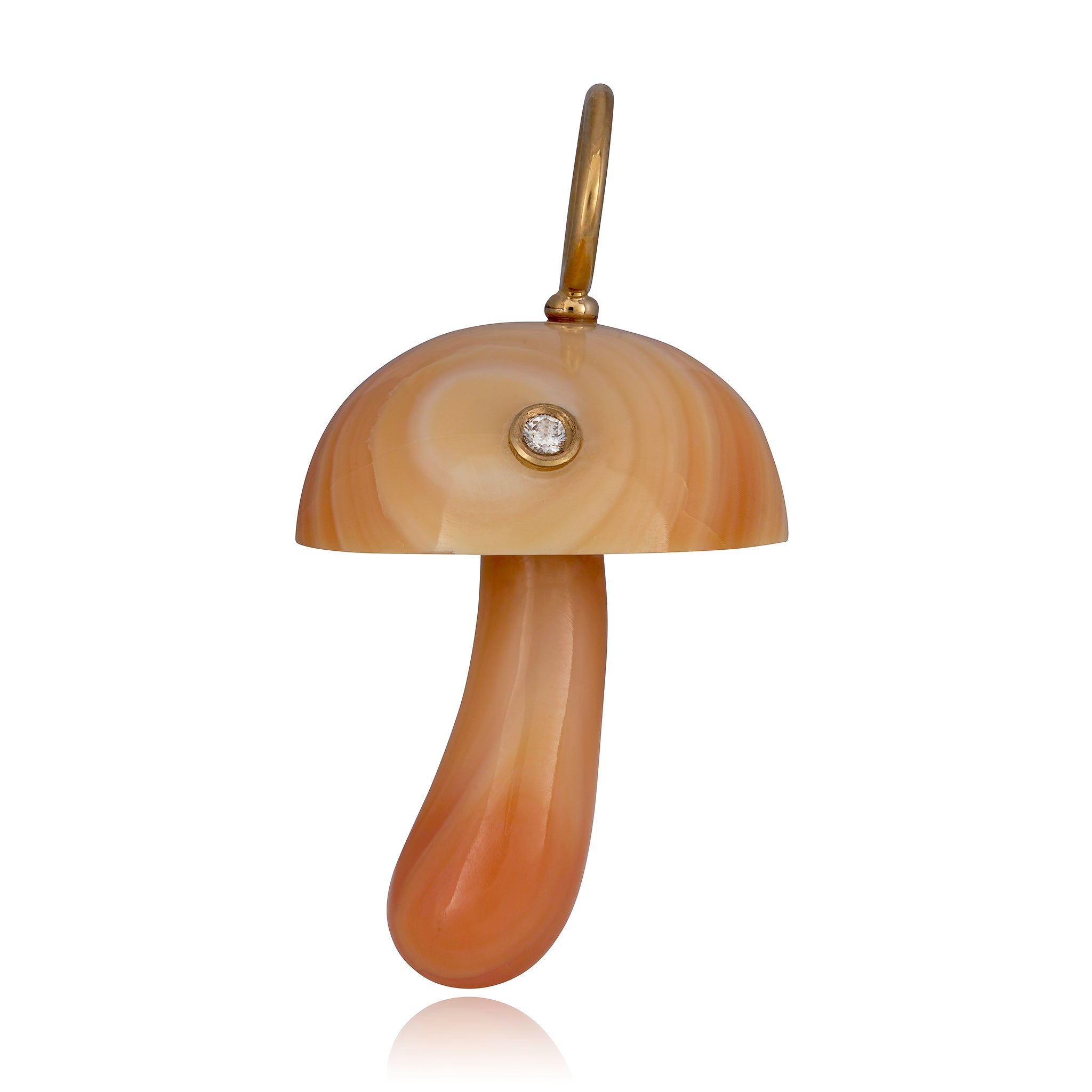 Apricot Conch Shell Mushroom with Diamond