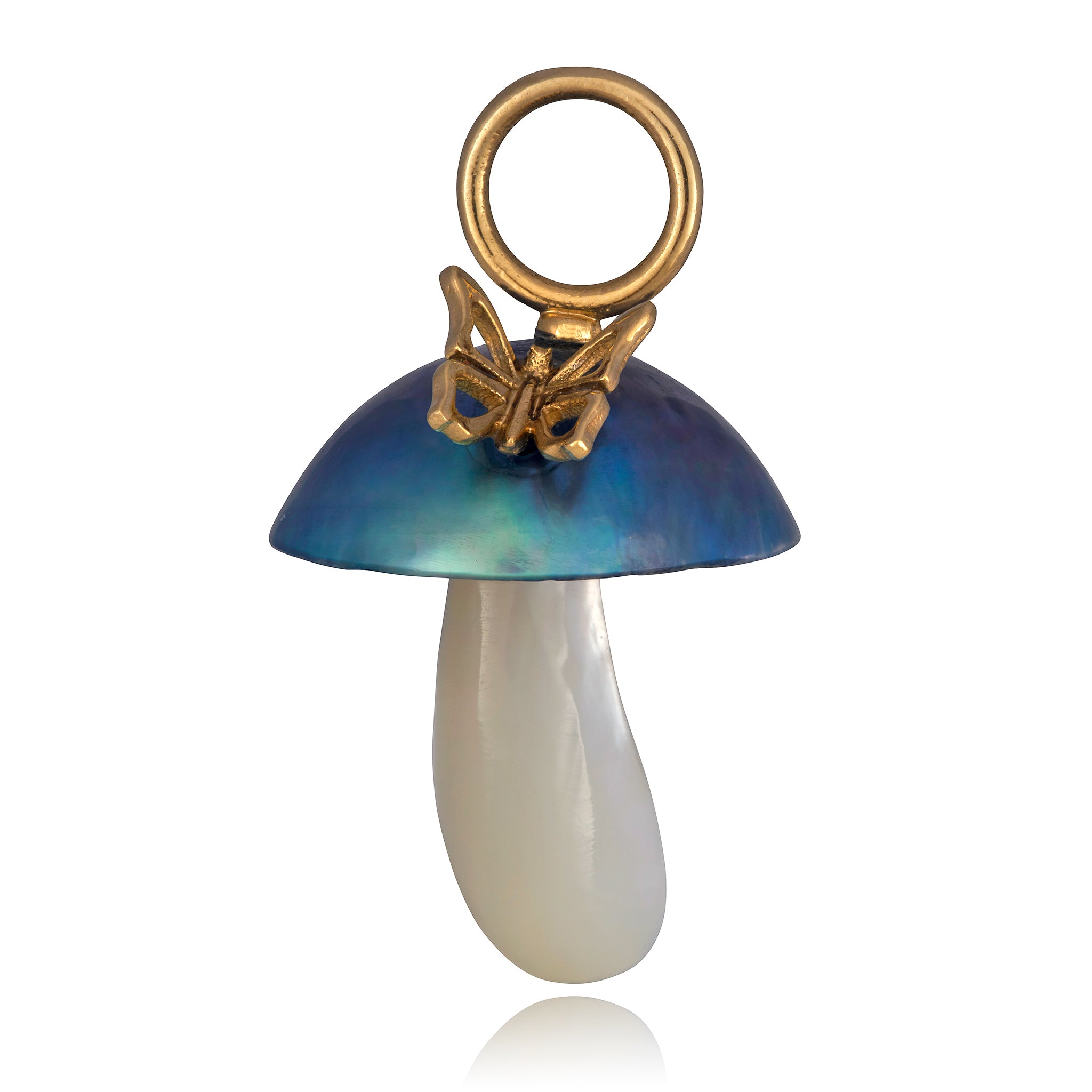 Blue Mabe Pearl Mushroom with Gold Butterfly