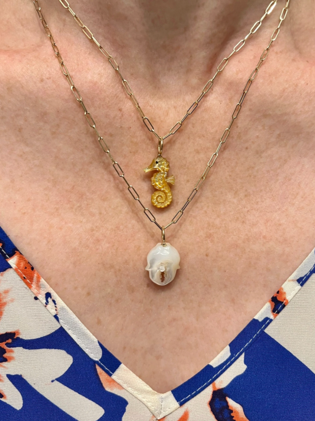 Golden Mother of Pearl Seahorse