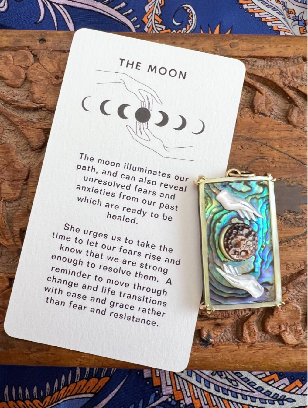 Moon Tarot Card in 14K Gold