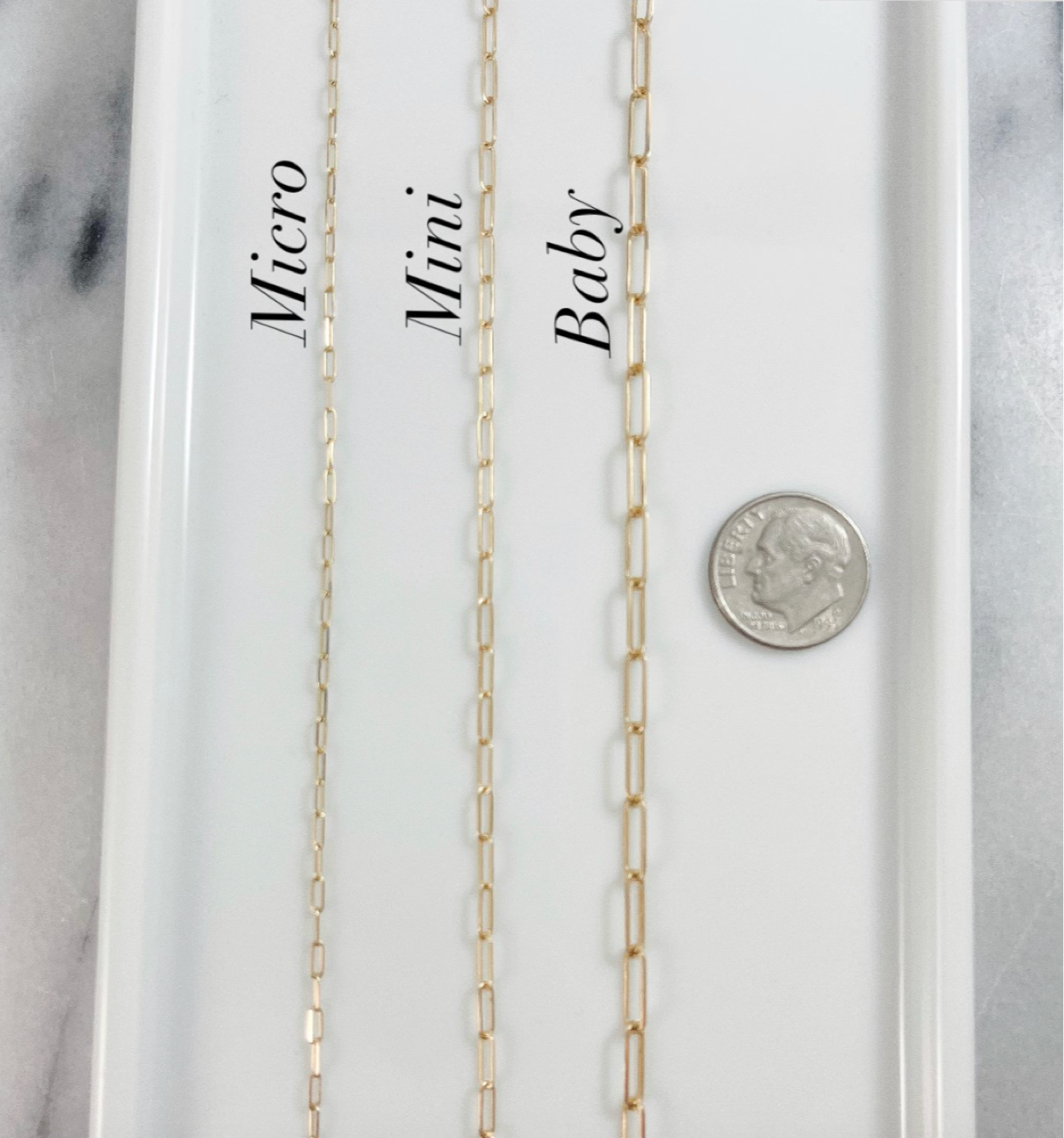 Mini Paperclip Chain in 14K Gold